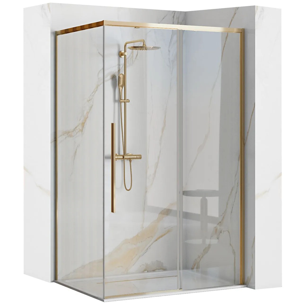 REA Duschkabin SOLAR 90x120 Guld, 90x118,5x195cm