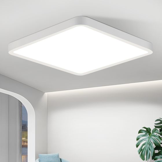 NETTLIFE platt, LED-taklampa, 23 cm, 6500K, 18 W, fyrkantig, för sovrum Vit, integrerad LED, permanent