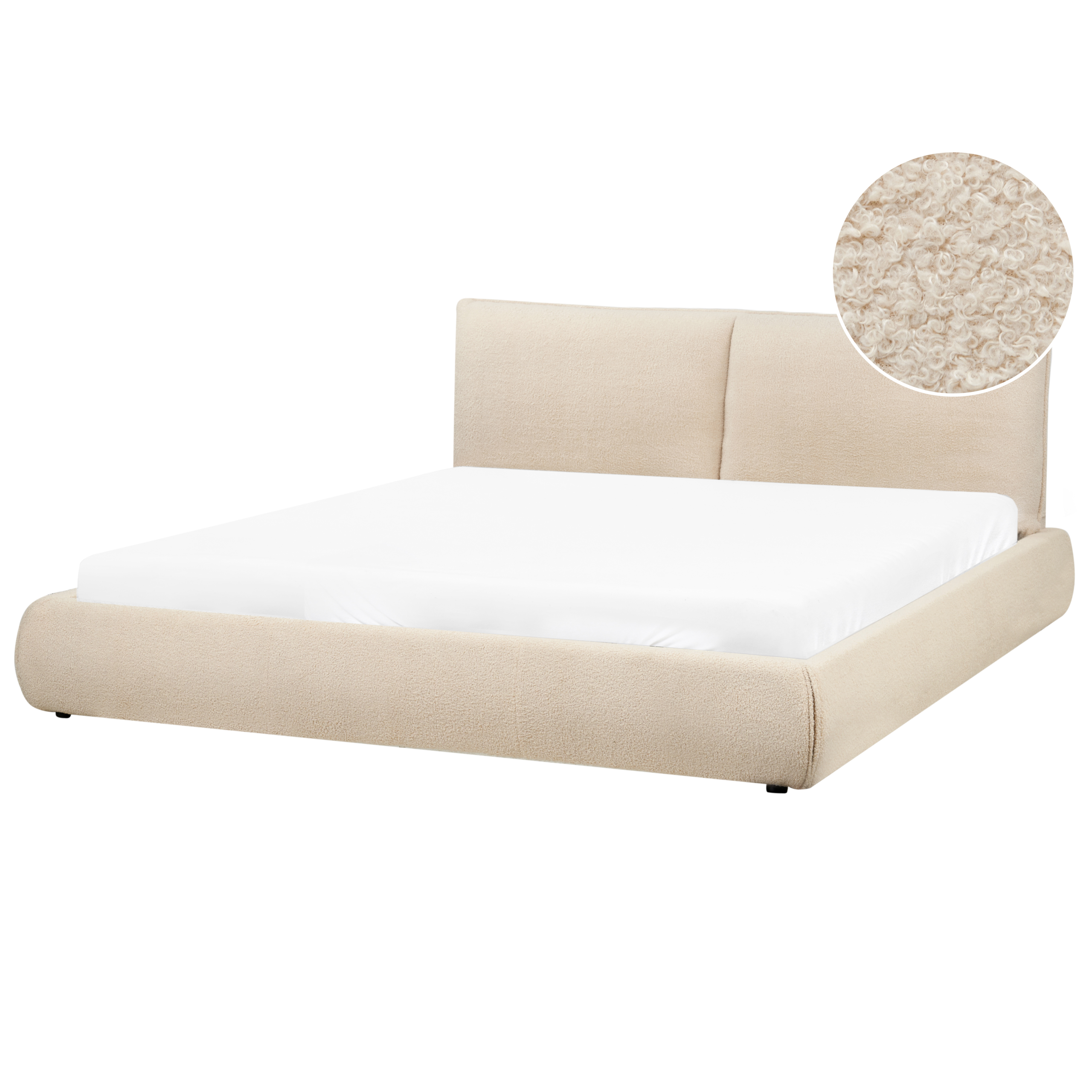 Säng med lamellram Bouclé VINAY 180 x 200 cm Ljusbeige