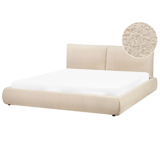 Säng med lamellram Bouclé VINAY 180 x 200 cm Ljusbeige
