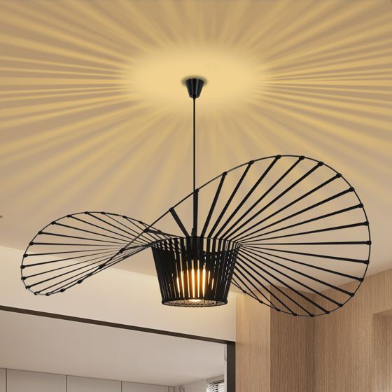 NETTLIFE pendellampa E27, svart modern, designhatt, diameter 140 cm polykarbonat, max. 40 W utan glödlampa