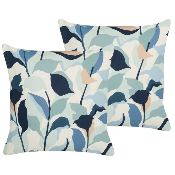Set med 2 utomhusdynor VEGLINO Växtmotiv 45 x 45 cm Blå