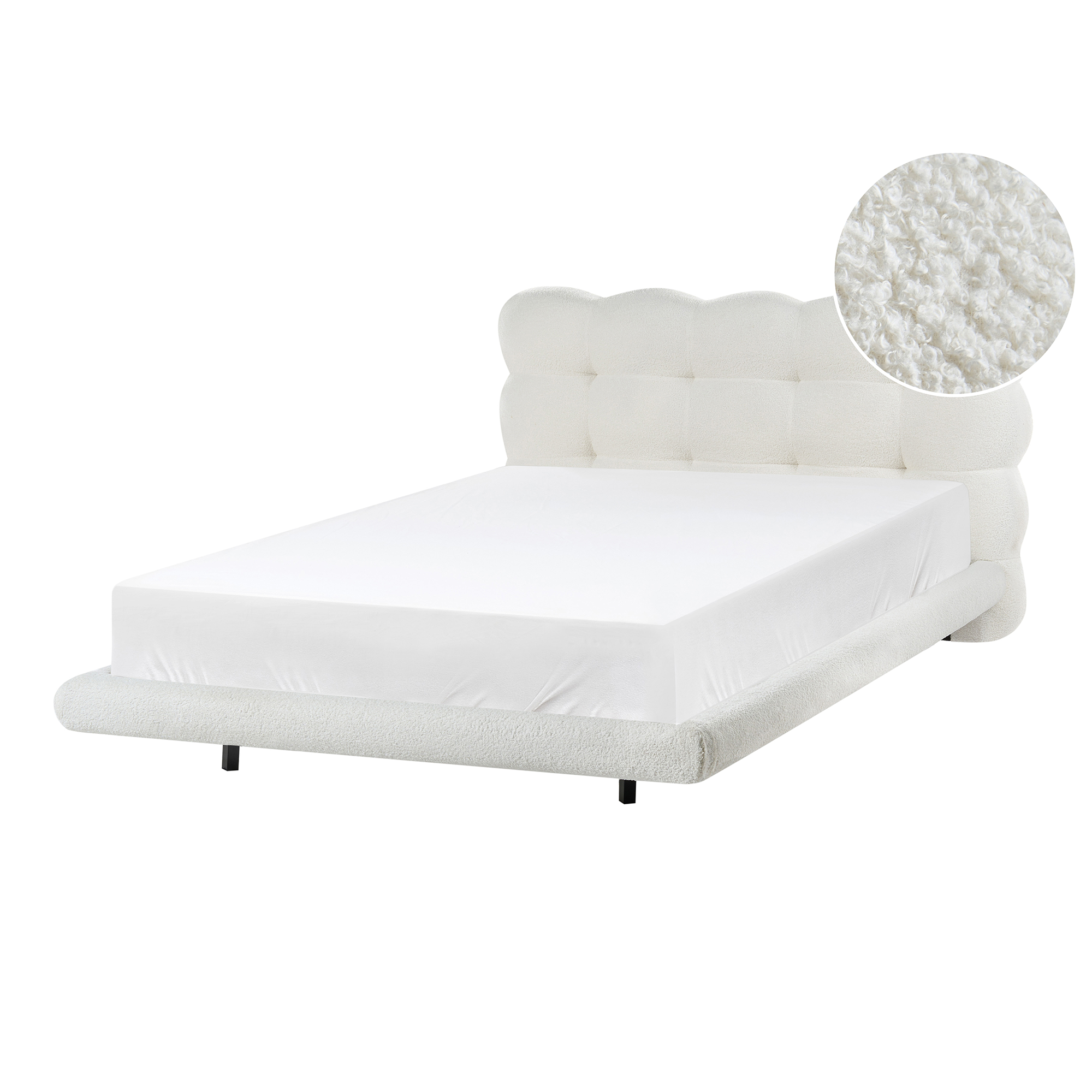 Säng med lamellram Bouclé SOULISSE 120 x 200 cm Off-White