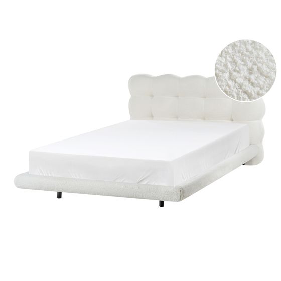 Säng med lamellram Bouclé SOULISSE 120 x 200 cm Off-White