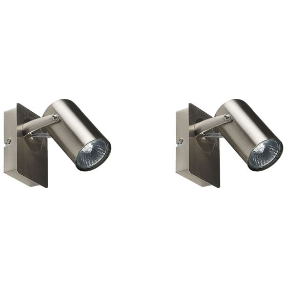 Set med 2 spotlightlampor KLIP Justerbar Metall Silver