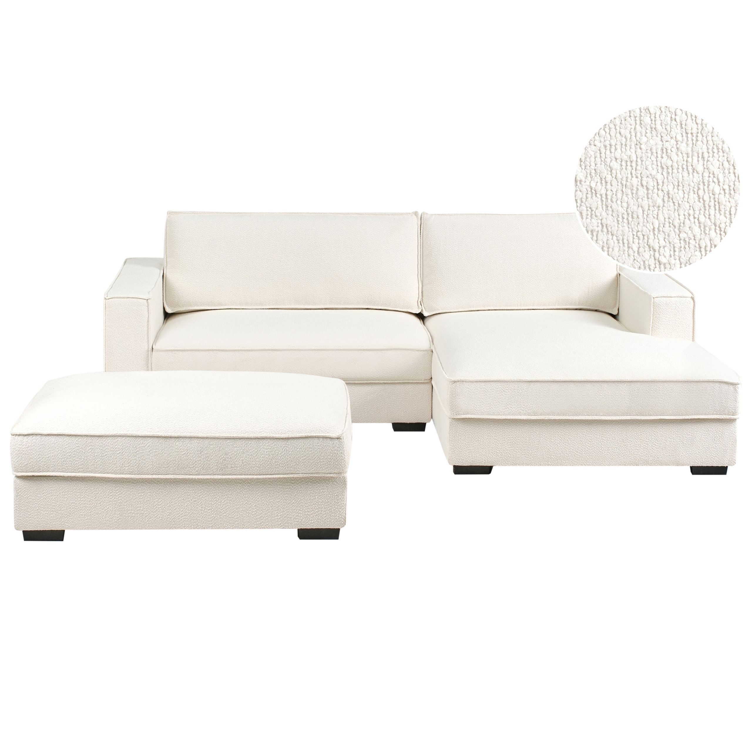 Hörnsoffa RENDERS med fotpall Bouclé Off-White Vänstervänd