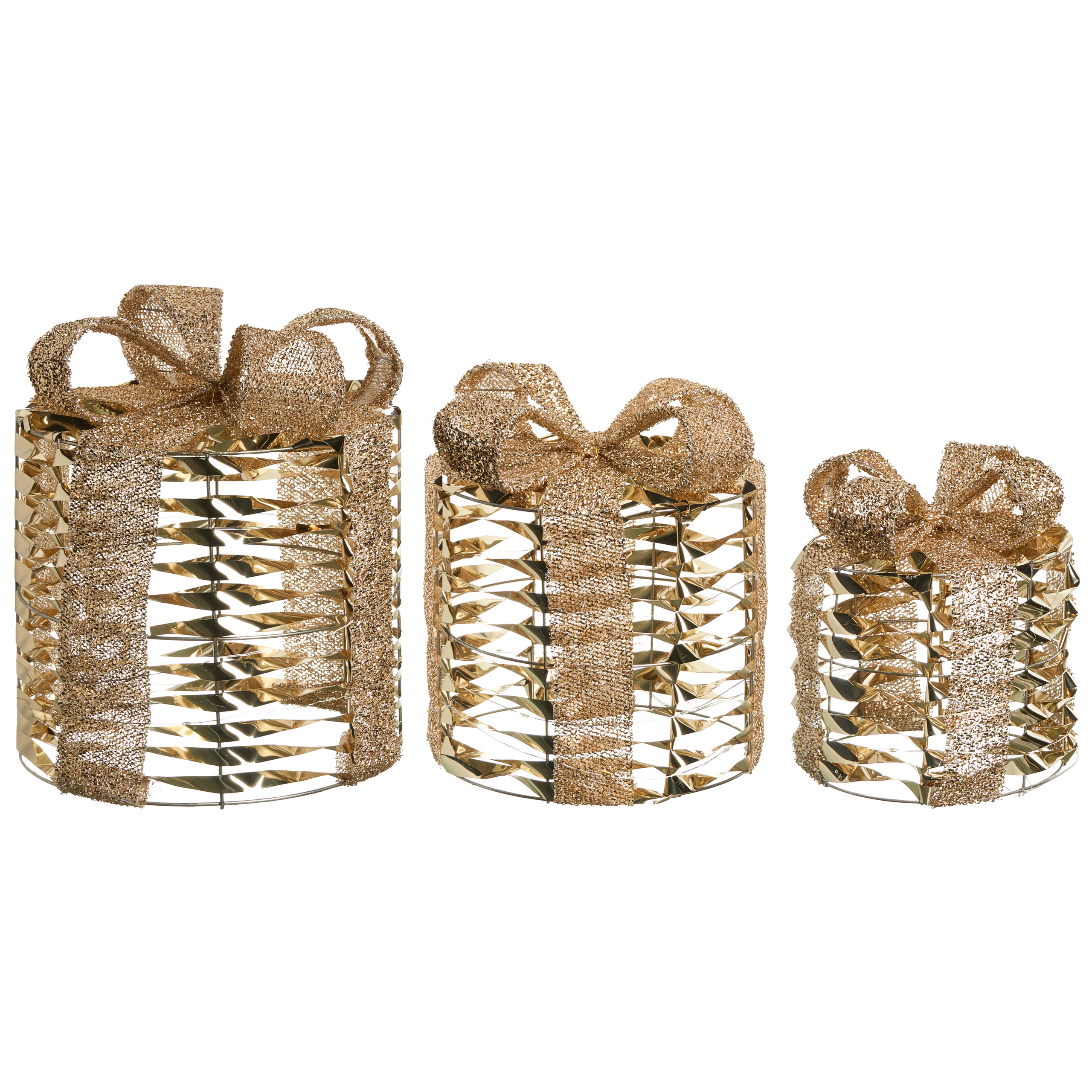 Set med 3 juldekorationer LED SLIVSO 20/25/30 cm Julklappar Guld