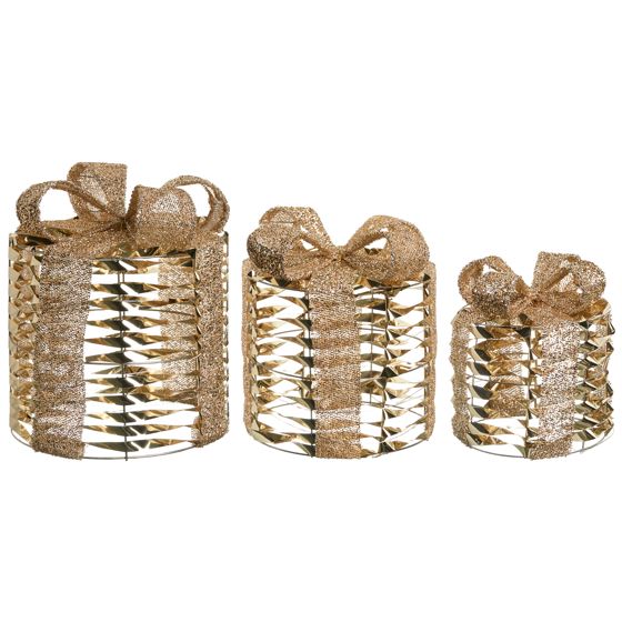 Set med 3 juldekorationer LED SLIVSO 20/25/30 cm Julklappar Guld