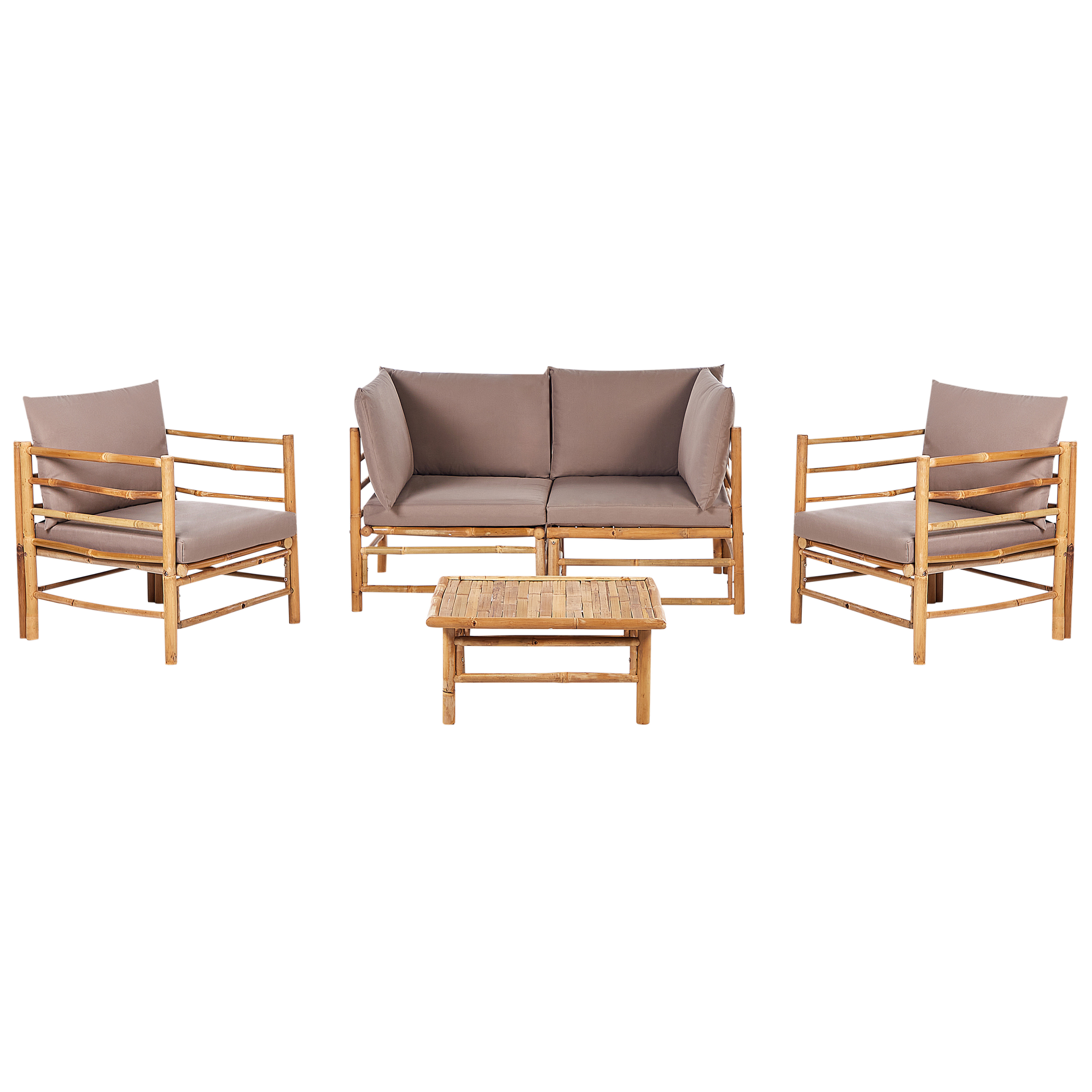 Trädgårdssoffgrupp med bord 4-sits CERRETO Bambu Taupe