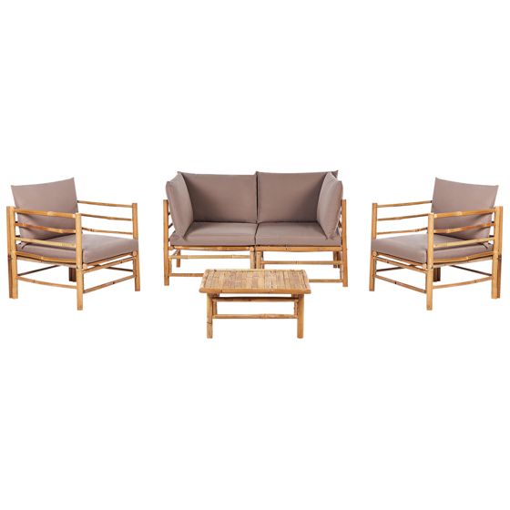 Trädgårdssoffgrupp med bord 4-sits CERRETO Bambu Taupe