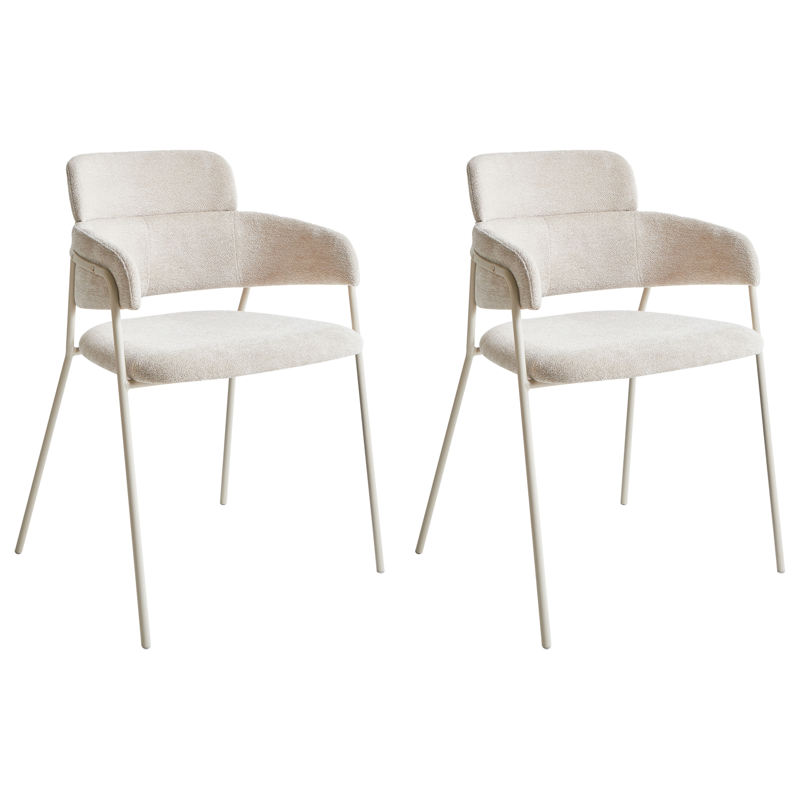 Set med 2 matstolar PAONIA Chenille Ljusbeige