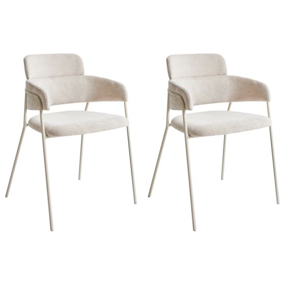 Set med 2 matstolar PAONIA Chenille Ljusbeige