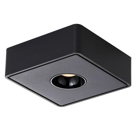 NETTLIFE LED - svart takspotlight 7 W utanpåliggande kantig varmvit liten taklampa för vardagsrummet