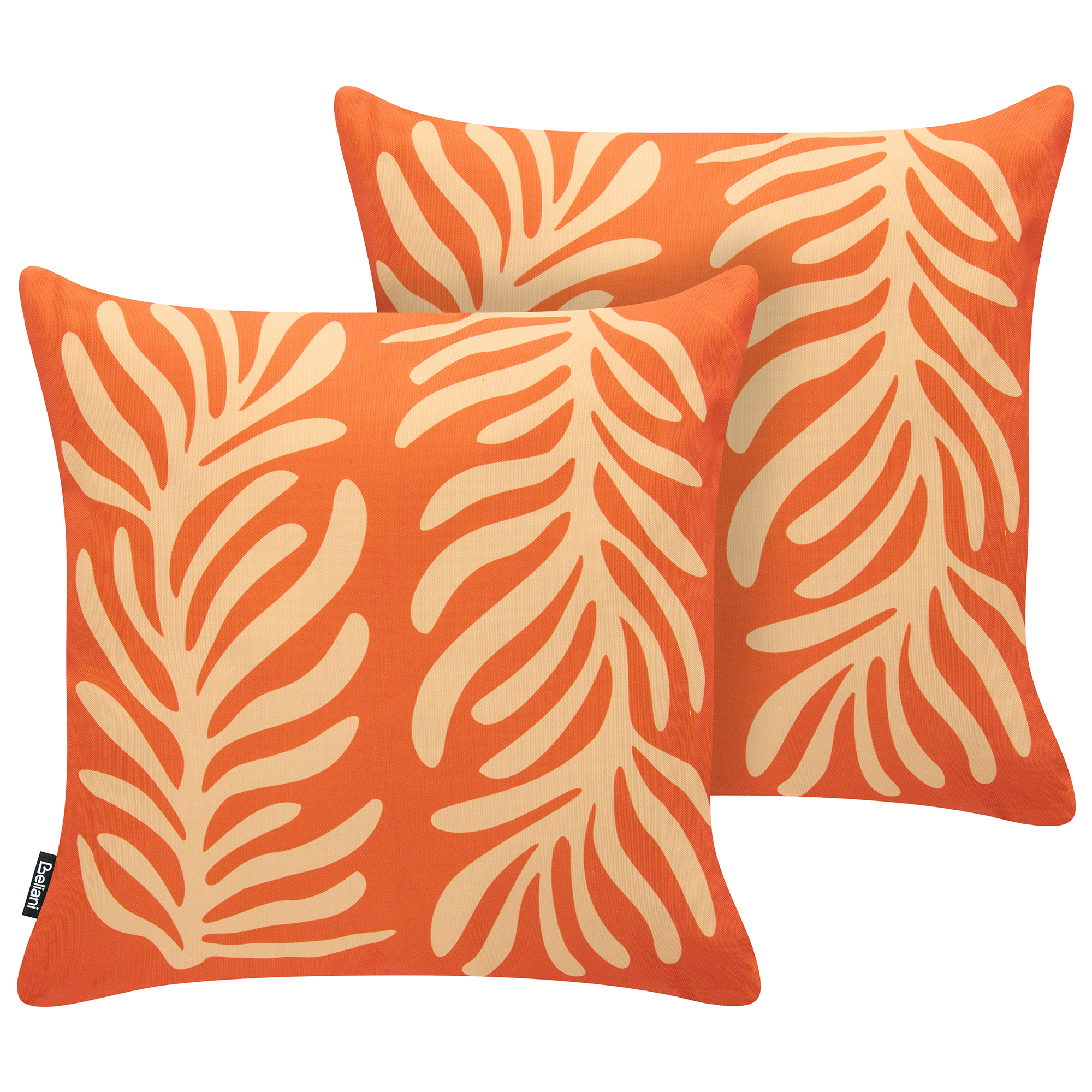 Set med 2 utomhusdynor ALISMA Växtmotiv 45 x 45 cm Orange
