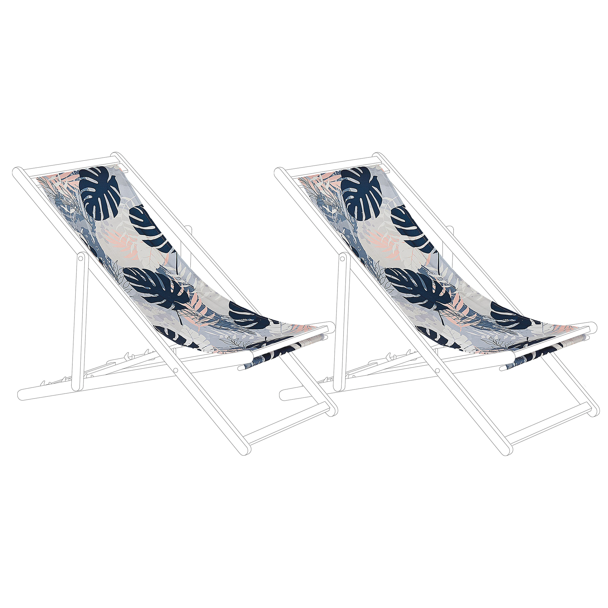 Set med 2 ersättningstyger för solstol ANZIO/AVELLINO 113 x 44 cm Blå