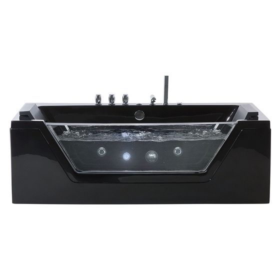 Hörnbubbelbadkar med LED SAMANA 1530 x 710 mm Svart