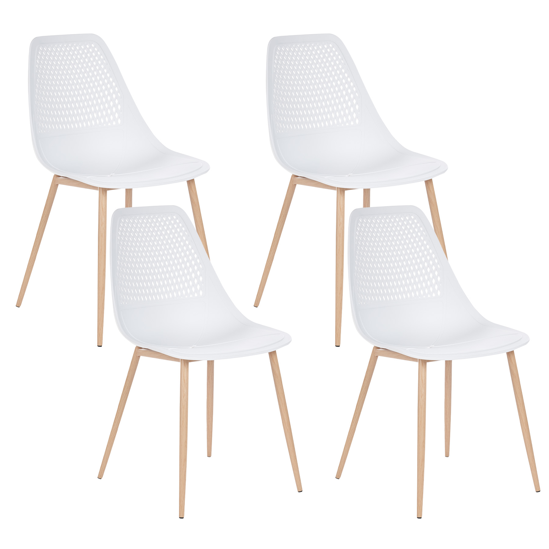 Set med 4 matstolar HAZELTON Vit