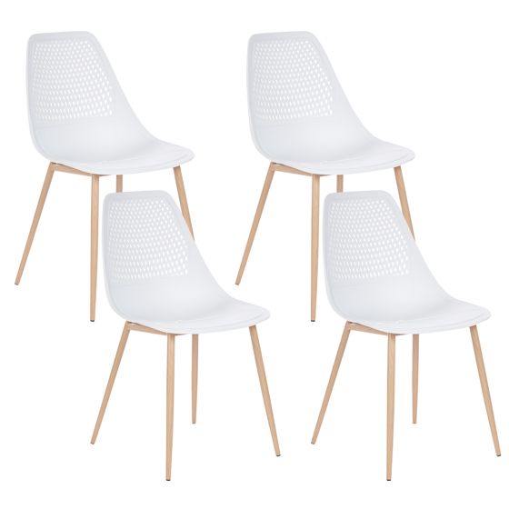 Set med 4 matstolar HAZELTON Vit