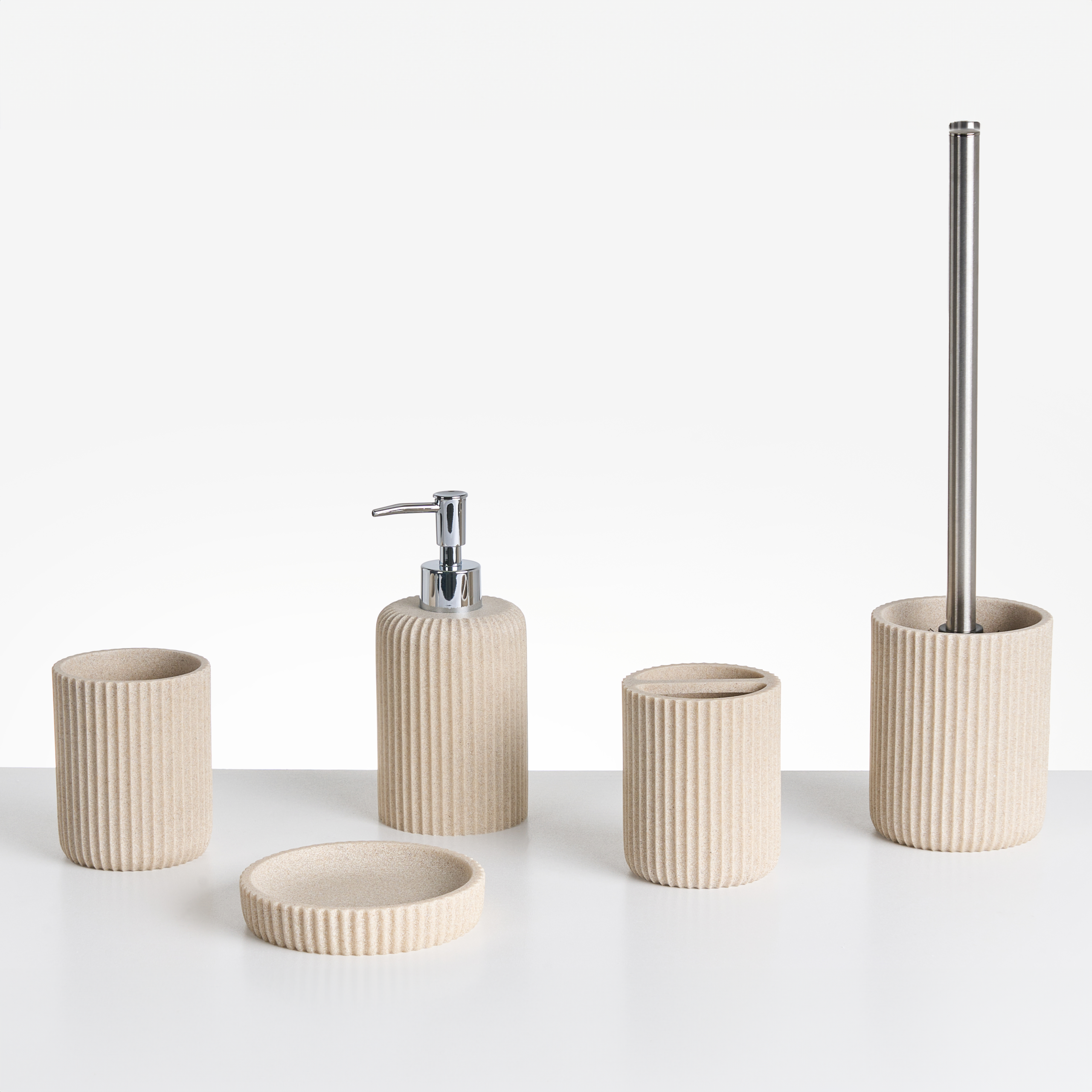 Set med badrumstillbehör i 5 delar CAMANA Ljusbeige