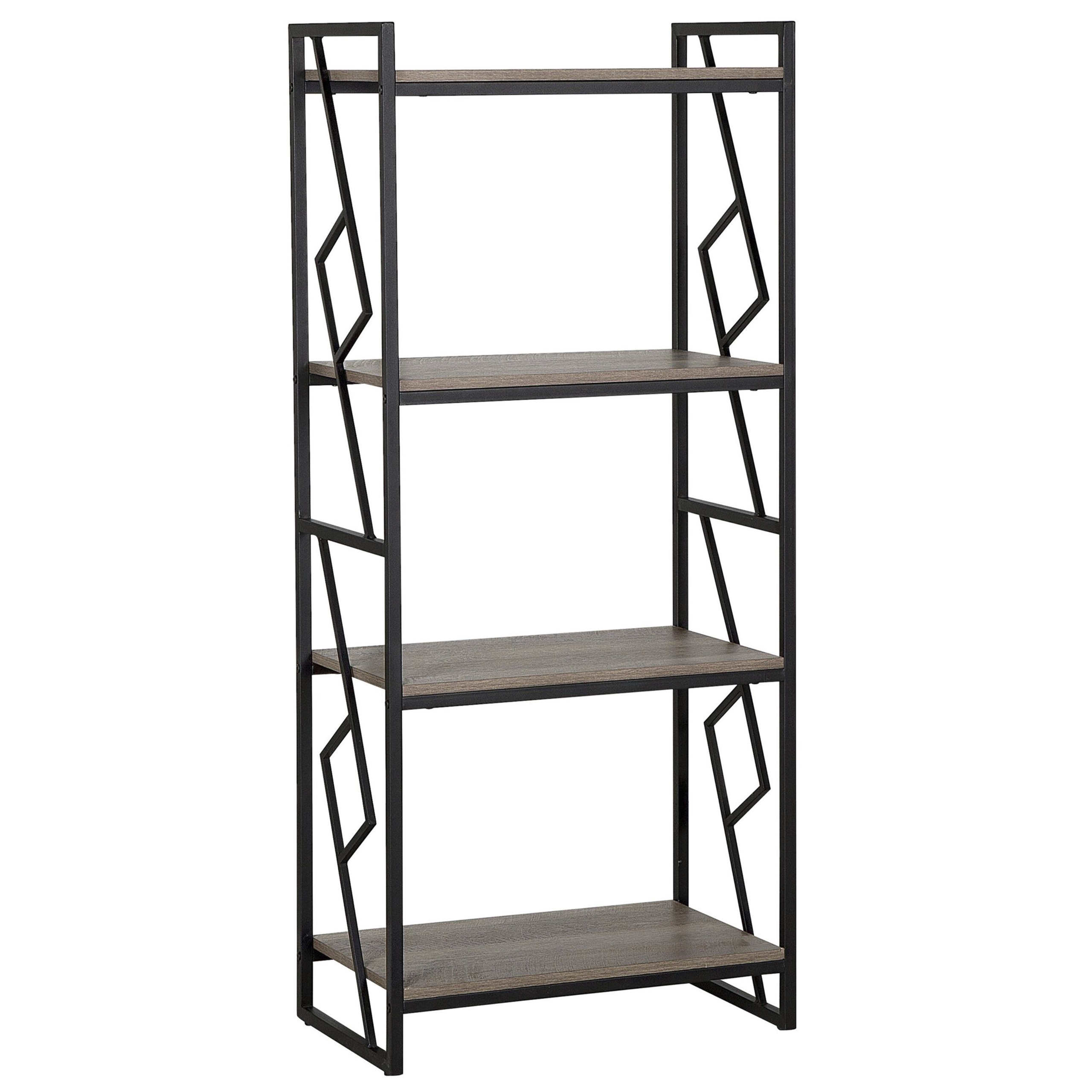 Bokhylla med 4 hyllor FORRES 143 cm Brun/ Svart