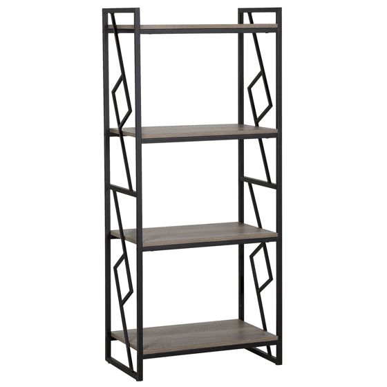 Bokhylla med 4 hyllor FORRES 143 cm Brun/ Svart