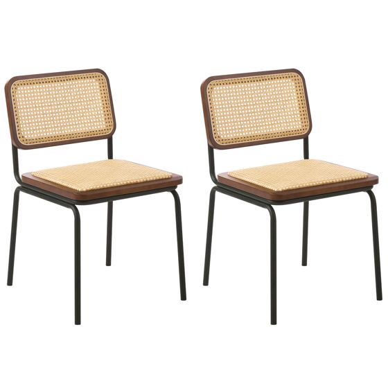 Set med 2 matstolar CORVALLIS Konstrotting Brun
