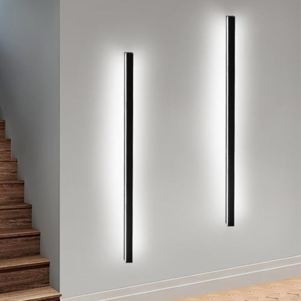 NETTLIFE set med 2 vägglampor för inomhusbruk, svart, 100 cm, modern, för hall, 32 W