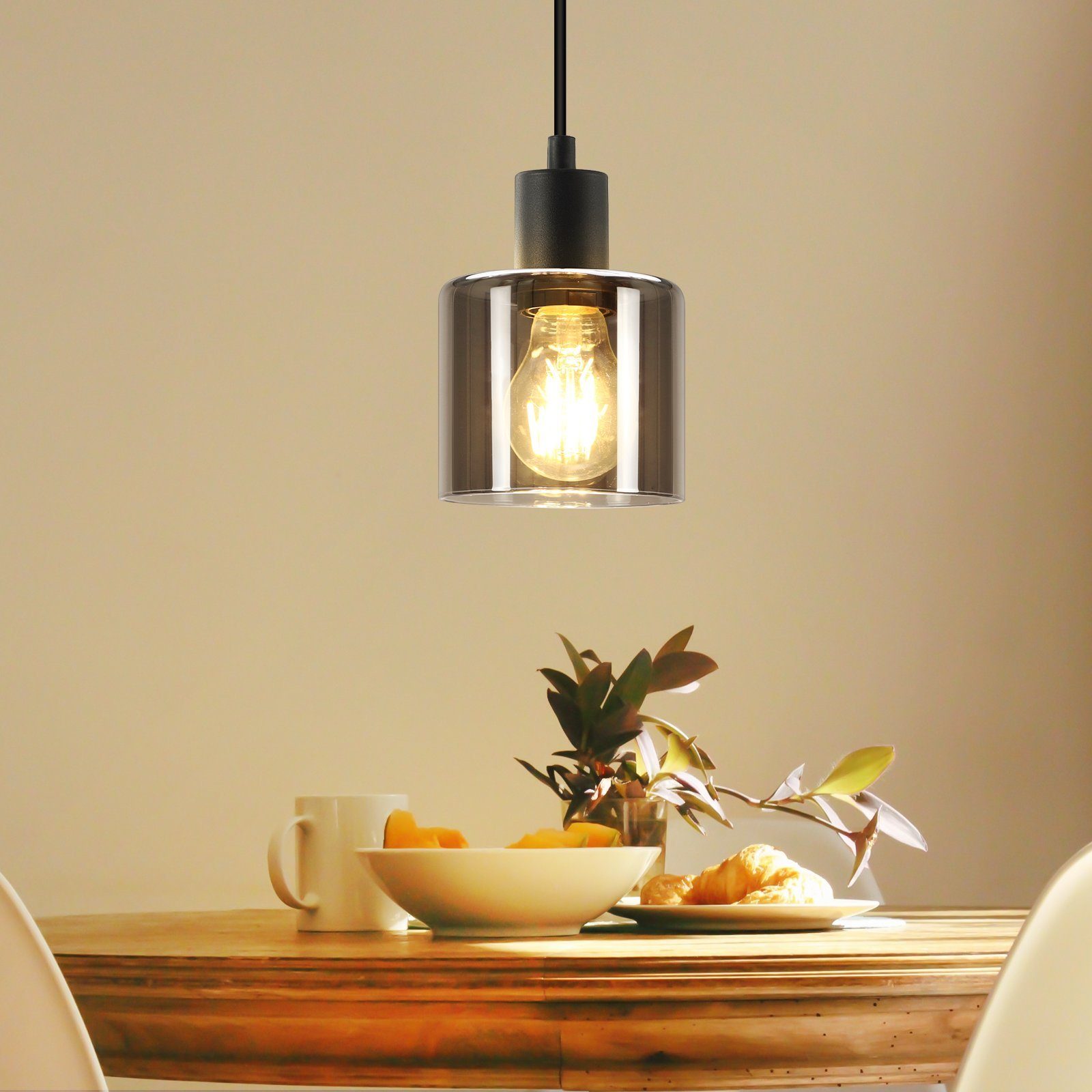 NETTLIFE järnpendellampa, diameter, 11 cm, E27, max. 40W, svart Vintage-stil, 1 ljuskälla, matrumslampa