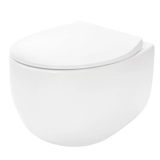 REA vägghängd toalettstol LARS RIMLESS DUROPLAST/FLAT/ZM , Vit, 50x37x36cm