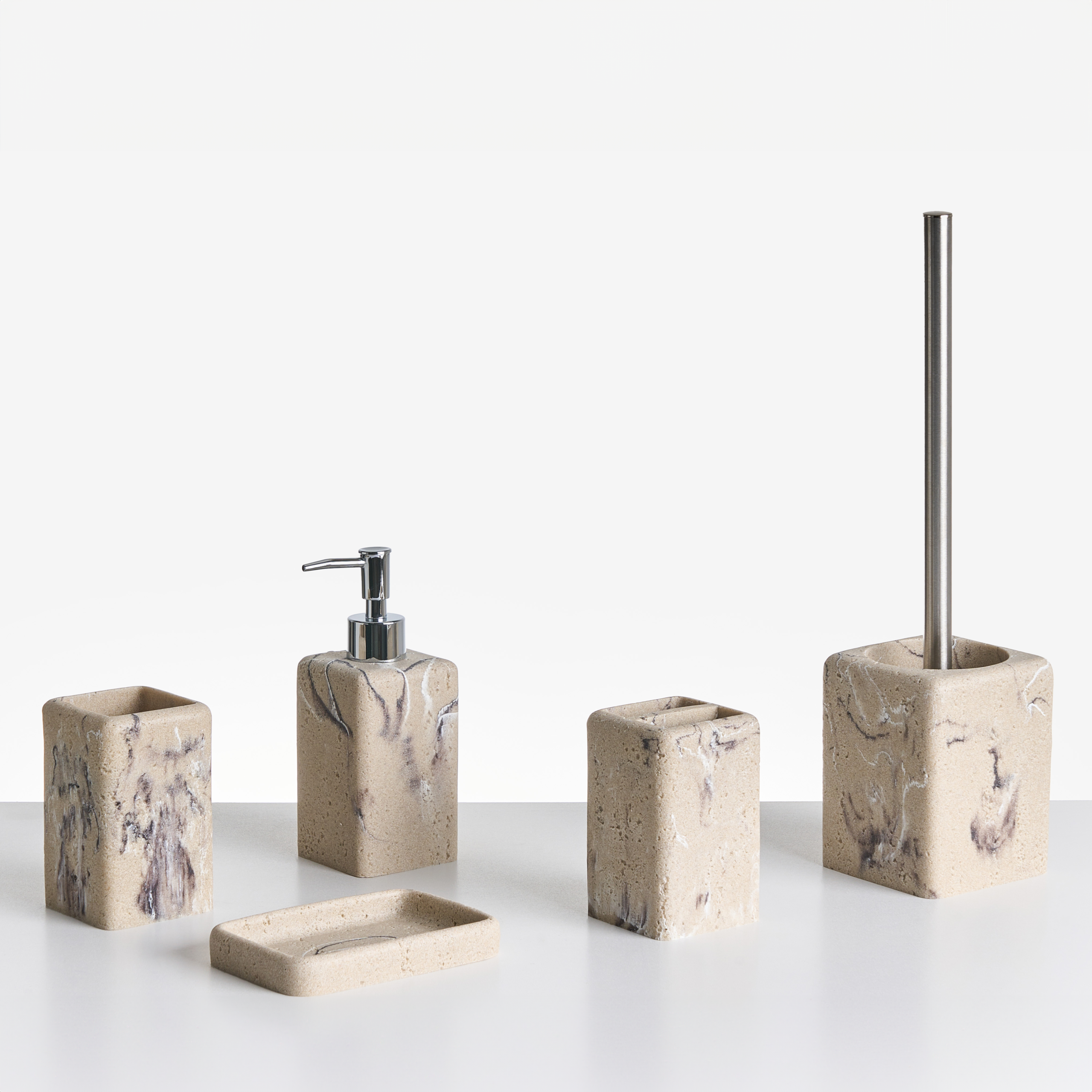 Set med badrumstillbehör i 5 delar VILCANOTA Beige marmor