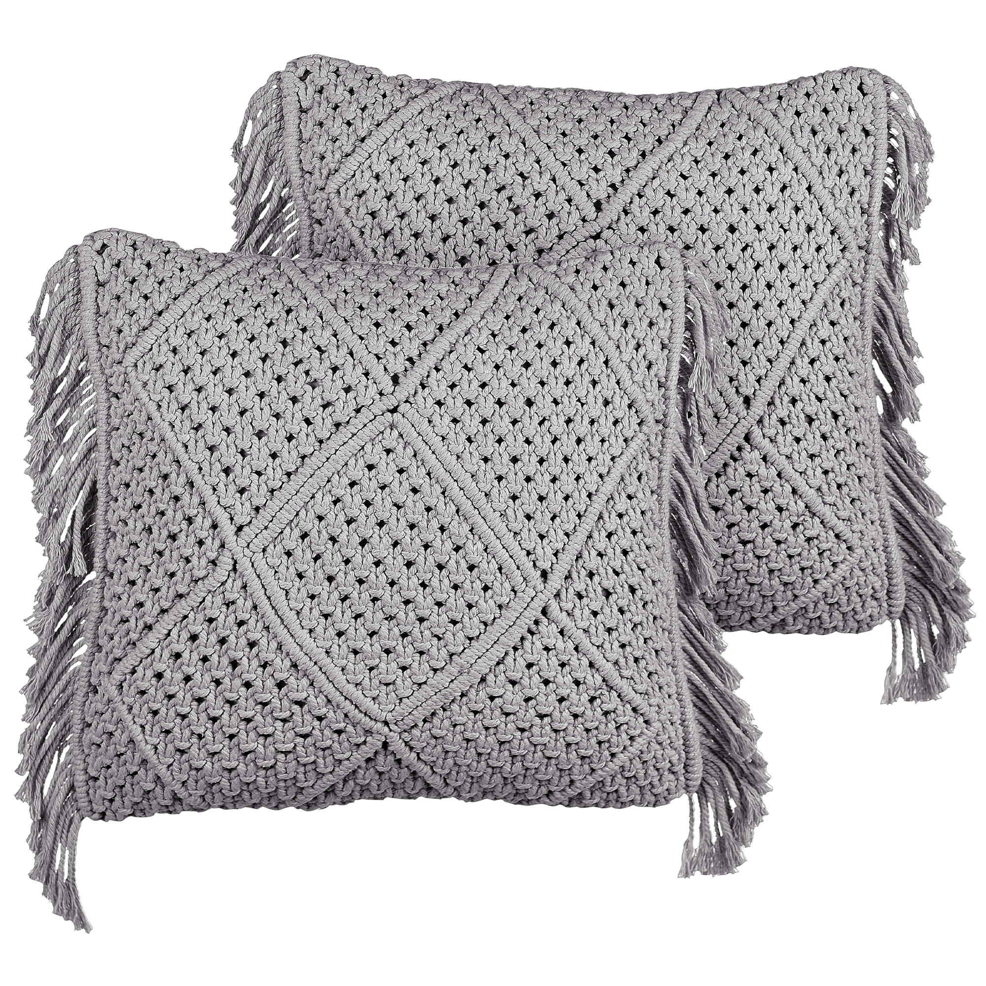 Set med 2 prydnadskuddar BESHAM 45 x 45 cm Bomull Grå Geometriskt tryck