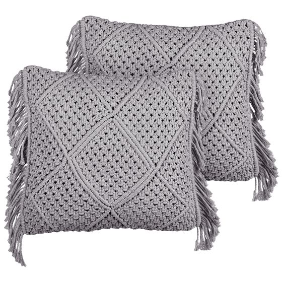 Set med 2 prydnadskuddar BESHAM 45 x 45 cm Bomull Grå Geometriskt tryck
