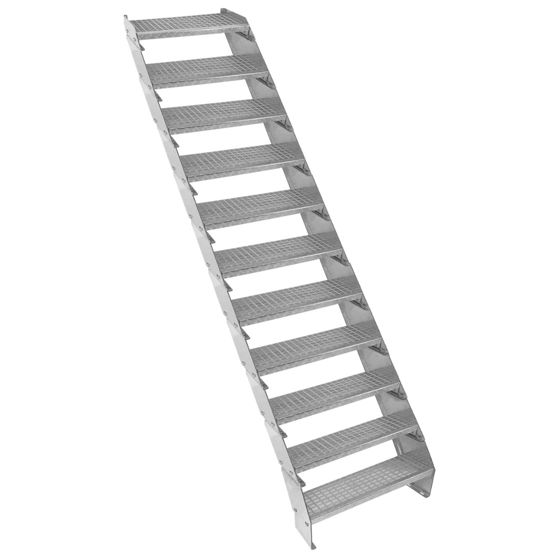 Justerbar galvaniserad trappa med 11 sektioner - 600 mm bred