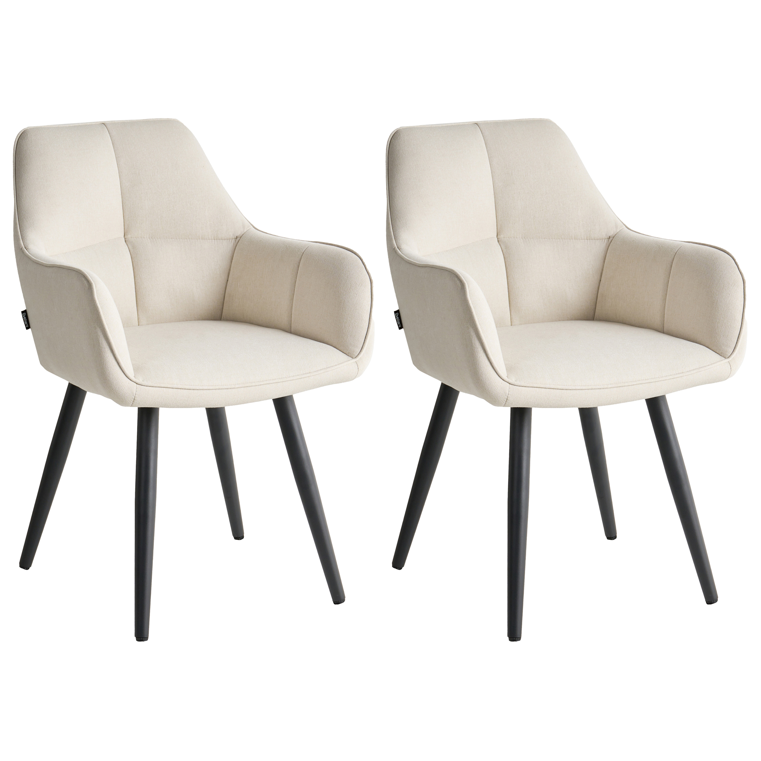 Set med 2 matstolar TIRANO Konstlinne Ljusbeige