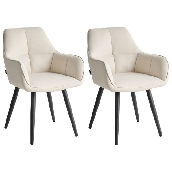 Set med 2 matstolar TIRANO Konstlinne Ljusbeige