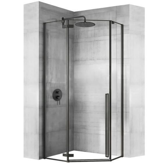 REA Duschkabin DIAMOND 80x80 Svart, 80x80x195cm