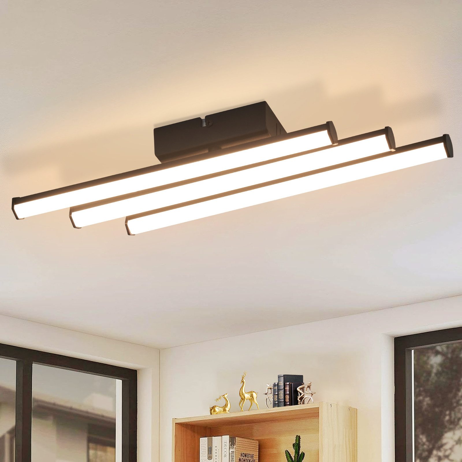 NETTLIFETaklampa för vardagsrum, sovrum, modern, svart lampa, 18W, inredning, 3000K, varmvit