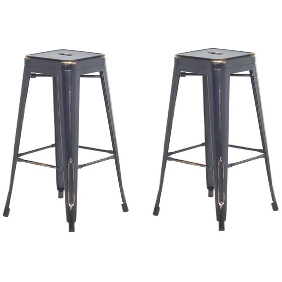 Set med 2 barstolar CABRILLO Metall Svart