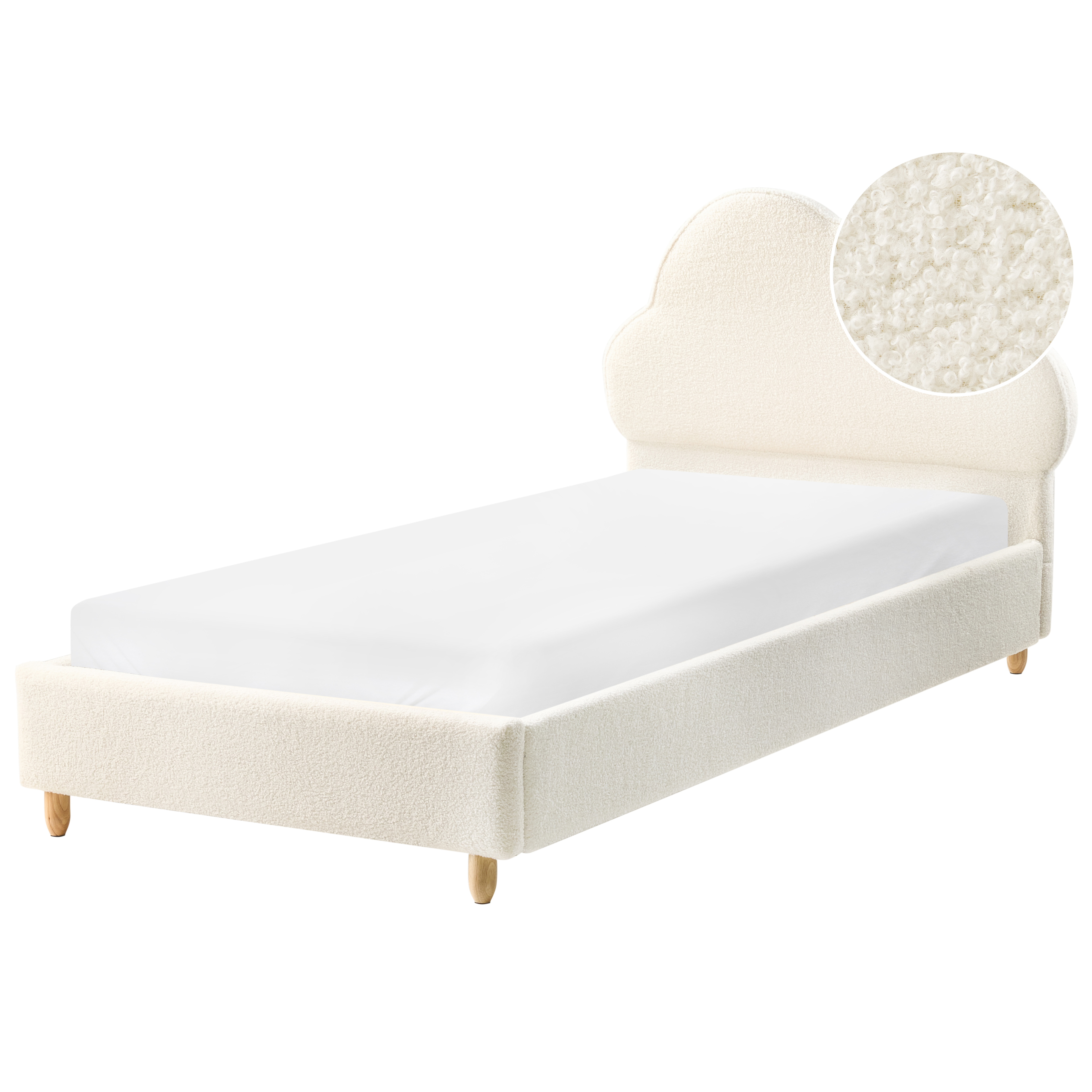 Barnsäng Moln Bouclé BELLEVUE 90 x 200 cm Off-White