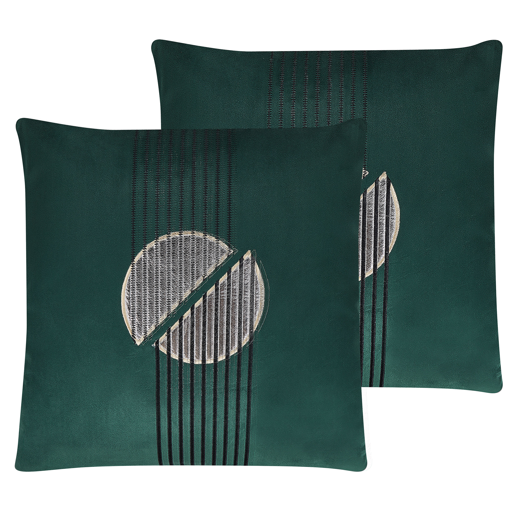Set med 2 prydnadskuddar CEROPEGIA 45 x 45 cm Sammet Smaragdgrön Geometriskt tryck