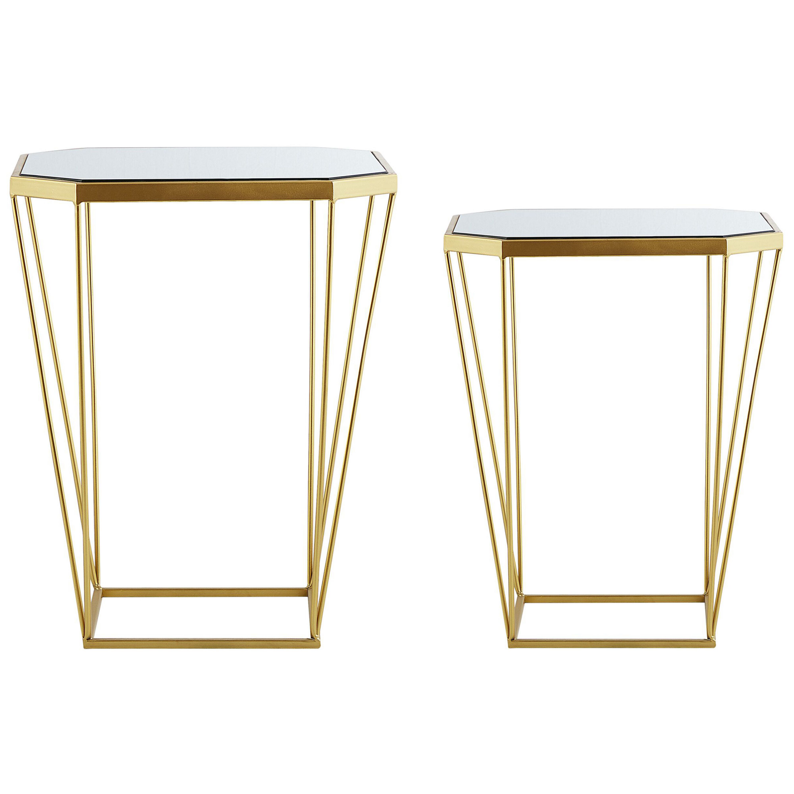 Set med 2 sidobord SIERRA Glas Guld