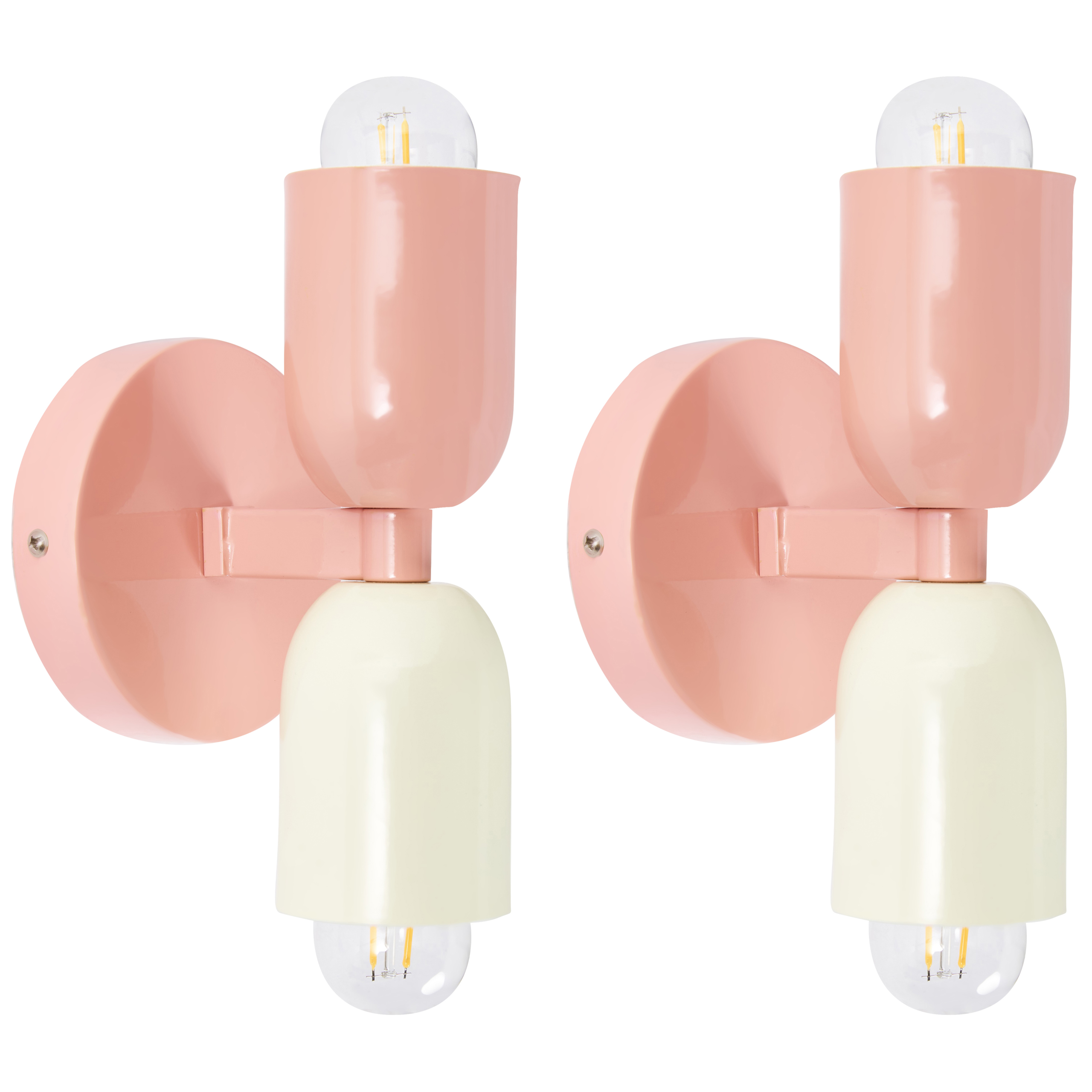 Set med 2 vägglampor TOPI Metall Pastellrosa