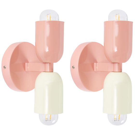 Set med 2 vägglampor TOPI Metall Pastellrosa