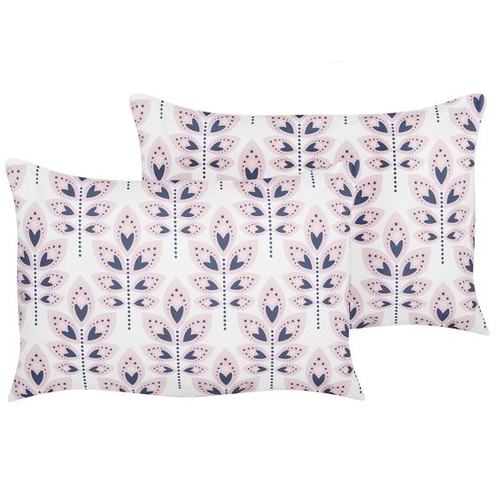 Set med 2 utomhusdynor TORRETTA Växtmotiv 40 x 60 cm Off-White