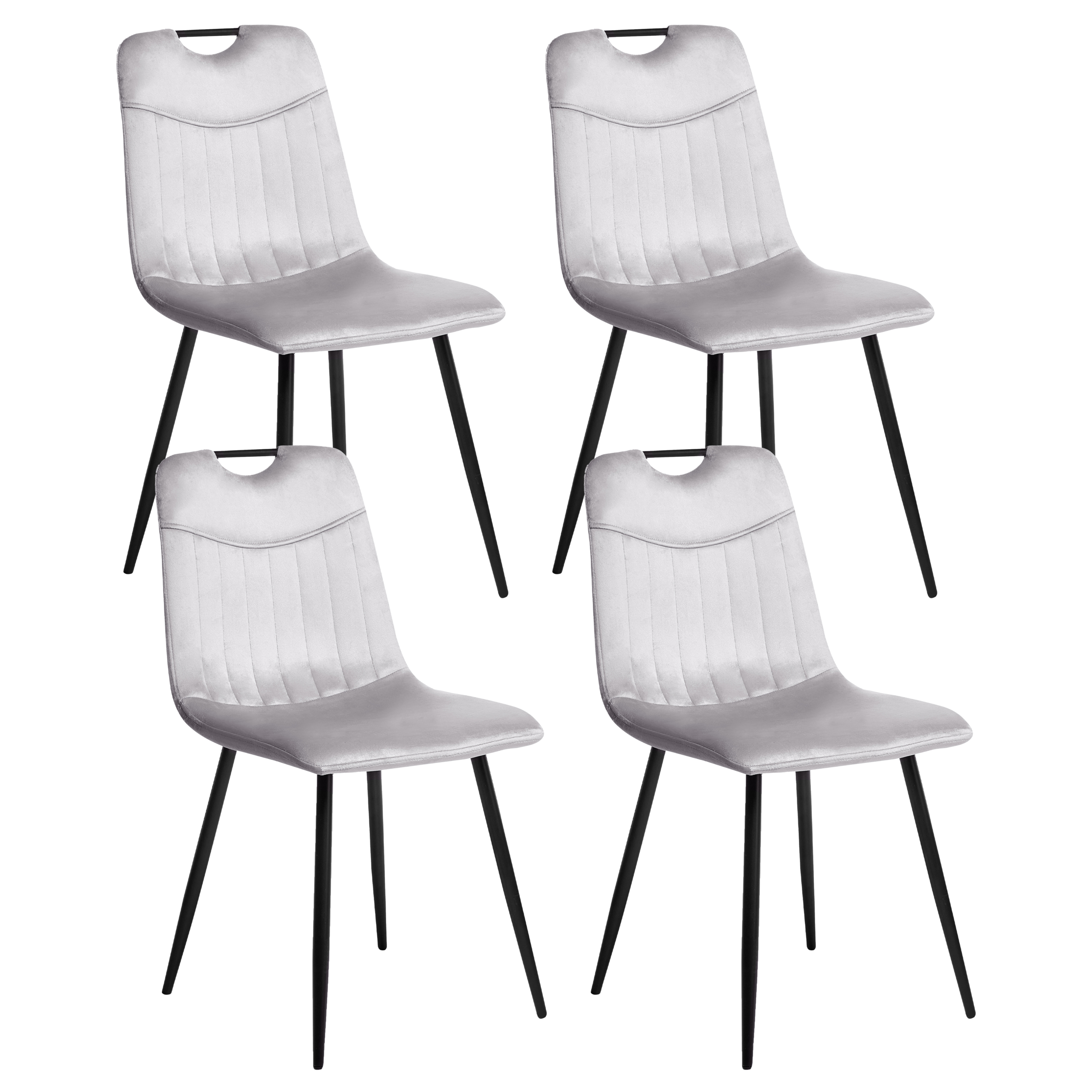Set med 4 matstolar ARGYLE Sammet Ljusgrå