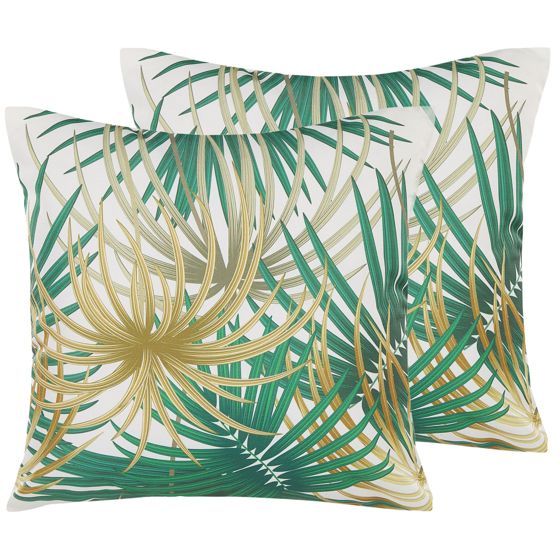 Set med 2 utomhusdynor GAIANA Växtmotiv 45 x 45 cm Grön