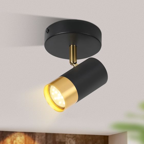 NETTLIFE takspotlight GU10 halllampa svart guld 350° justerbar vintage vardagsrum sovrum kök