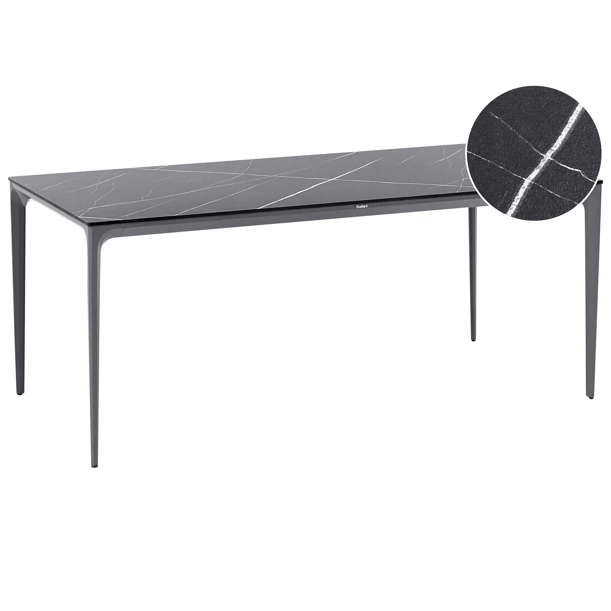 Trädgårdsmatbord SOVARETO 180 cm 90 cm Marmoreffekt Svart marmor