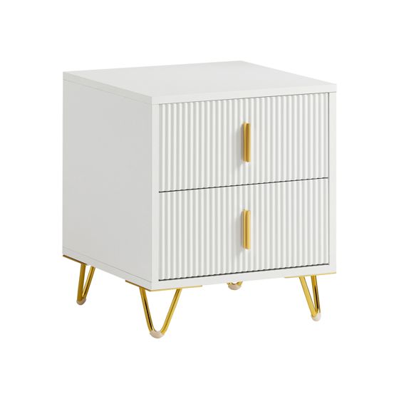 ```htmlSoBuy Nattduksbord Sovrum - Nattduksbord med 2 Lådor, Vardagsrumsbord - Modern Byrå L40 x B40 x H47 cm Vit FBT115-W```