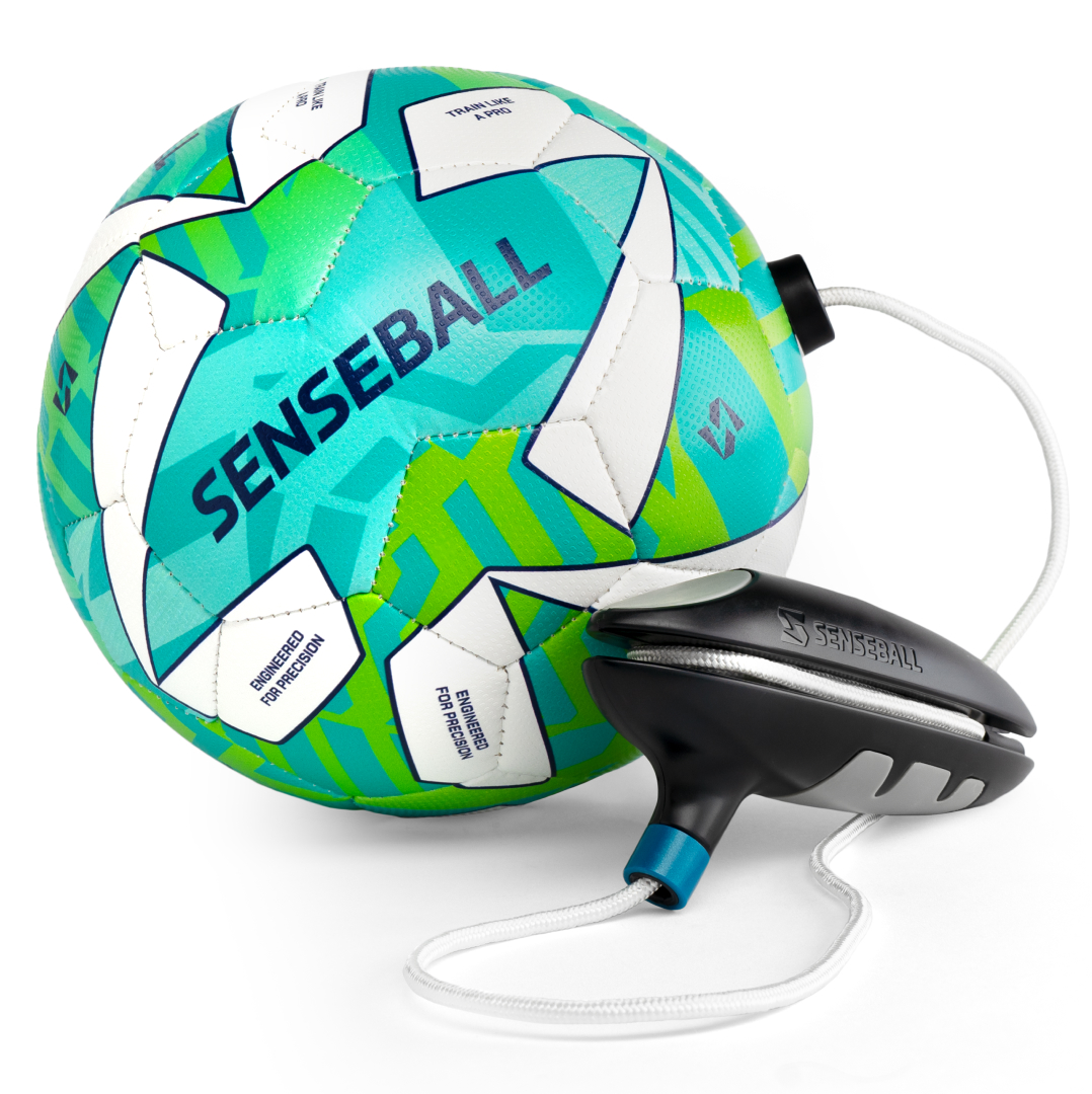 SenseBall® fotbollsträning – teknikboll & app, stl. 2, grön/vit, 50+ videor, bollkontroll för barn